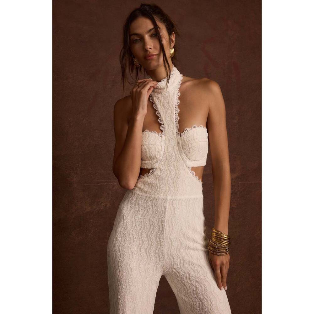 12th Tribe Princesa White Lace Jumpsuit Size MM - Picture 3 of 3
